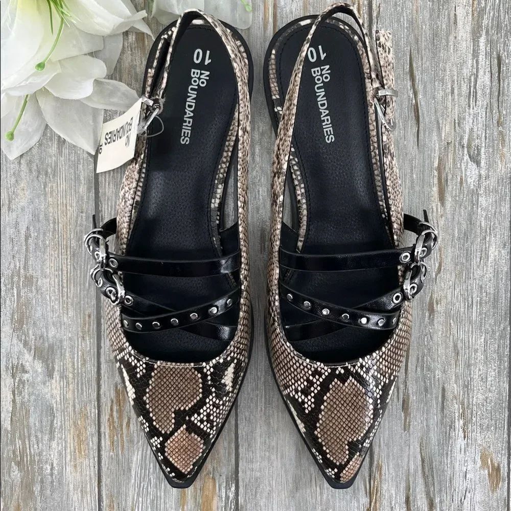 Women's Strappy Dressy Snakeskin Flats Shoes Size 10
